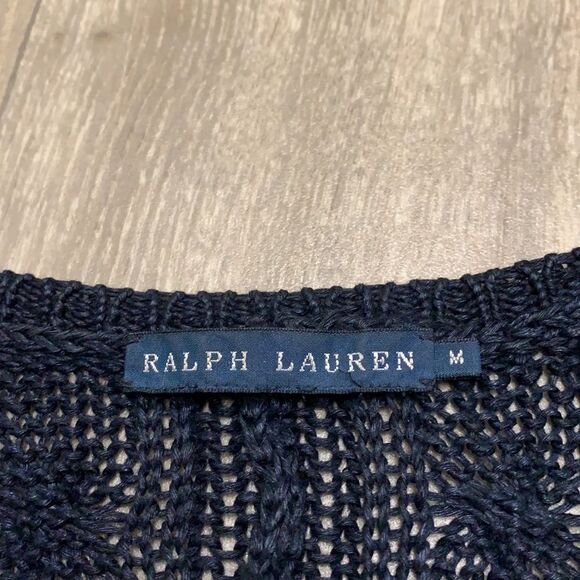Ralph Lauren‎ Linen Cotton Blend Cable Knit Open Front Cardigan Shawl Sweater - Picture 4 of 8